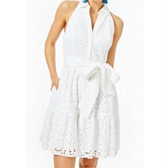 Lilly Pulitzer Dresses & Skirts - NWT! Lilly Pulitzer Resort White Beach Paradise Eyelet Trisha Shirtdress Size 4
